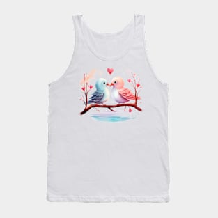 Valentine Kissing Seagull Bird Couple Tank Top